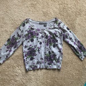Floral Cardigan with Pearl Buttons